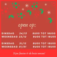 🎄🎄 Openingsuren feestdagen